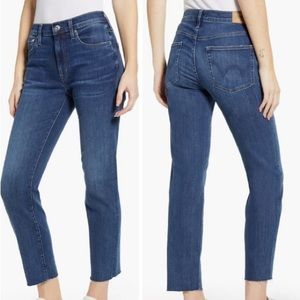 Bree High Waist Raw Hem Ankle Straight Leg Jeans size 25